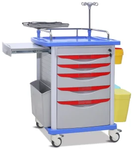 YKS012 ABS Emergency Medical Trolley with IV Pole and CPR Board