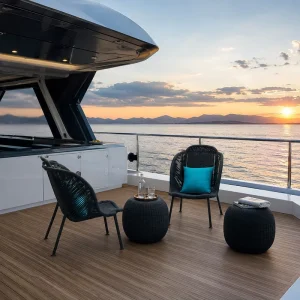 Yacht Deck Outdoor Lounge Chair Set Rope Woven Aluminum Outdoor Chair for Hotel Poolside Yacht Deck Project
