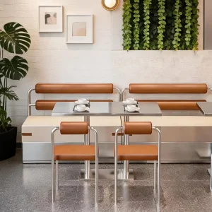 Yeehon Modern PU Leather Cafe Booth Seating Set Commercial Restaurant Furniture with Chairs