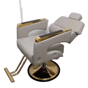 Yicheng Reclinable Barber Chair for Sale Hair Salon Pink Beauty Salon Furniture Modern Black and Gold Salon Furniture 2pcs