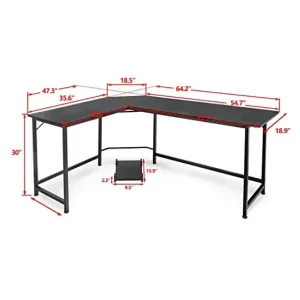 YuKai L Shaped Customized Computer Desk Office Desk Black Multi functional YK 075