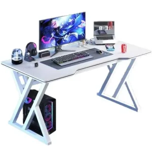 Z Shaped Gaming Computer Desk Carbon Fiber Gamer Workstation Table