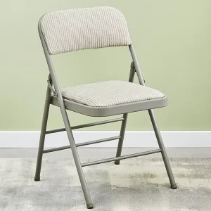 ZDY-28 Gray Iron Folding Chair with Padded Fabric Seat Back Portable Outdoor & Warehouse Use for Home & Office