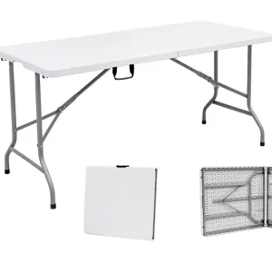 ZL Z152 HDPE Plastic Portable Outdoor Folding Dining Table and Chair with Metal Frame for Party Birthday Wedding Use