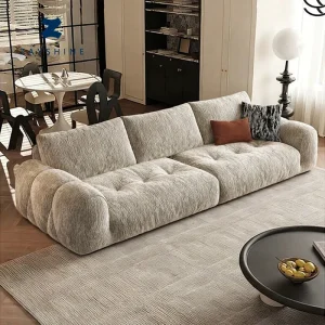 Zayshine Nordic Modern Luxury Fabric 3 seater Living Room Sofa Set Modular I Shape Villa Apartment Hotel Leisure Floor Sofa