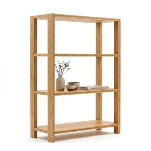 Zero Tool Assembly 3 Tier Bamboo Bookshelf No Screws Required Modular Storage Rack For Home Office Pro