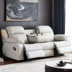 Zero Wall Multi Functional Electric Living Room Theater Chair Leather Recliner Sofa Two seat Sectional Wood Sponge Table Holders