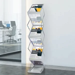 Zigzag Trade Show Equipment Catalogue Brochure Holder and Magazine Banner Display Rack