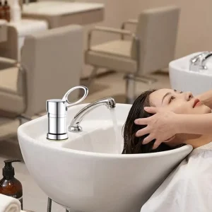 Zinc Alloy Salon Faucet Barber Beauty Shop Mixer Tap Valve Faucet With Steel Wire Tube