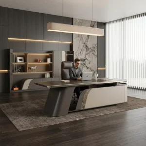 Zitai Ergonomic Contemporary Executive Office Desk with Modern Finish Storage Cabinet & Water Resistant Features