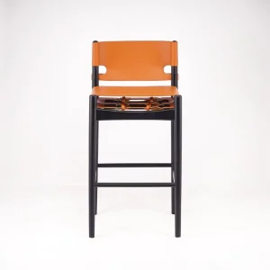 bar Chair Modern Saddle Leather bar Stool High Chair Solid Wood Writing