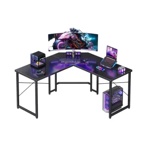 computer desk L Shaped Corner Gaming Desk Home Office Computer Workstation Adjustable Easy Assembly 51 Inch Carbon Fiber Surface