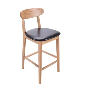 with Back PU Leather Cushion Wooden Frame High Barstools Leisure Modern for Kitchen Dining Island Modern Bar Chairs